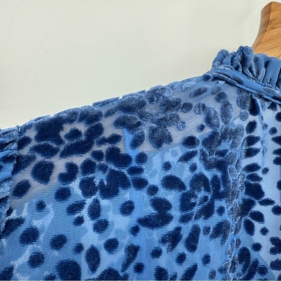 Shoshanna Sasha Mini Dress in Velvet Burnout Lapis Blue Floral Size 12 - Picture 15 of 16